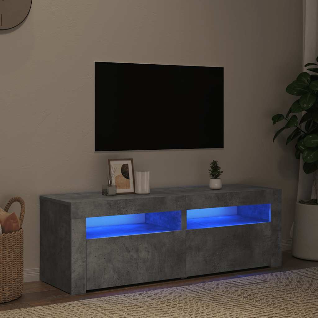 vidaXL TV-Schrank mit LED-Beleuchtung Betongrau 120x35x40 cm