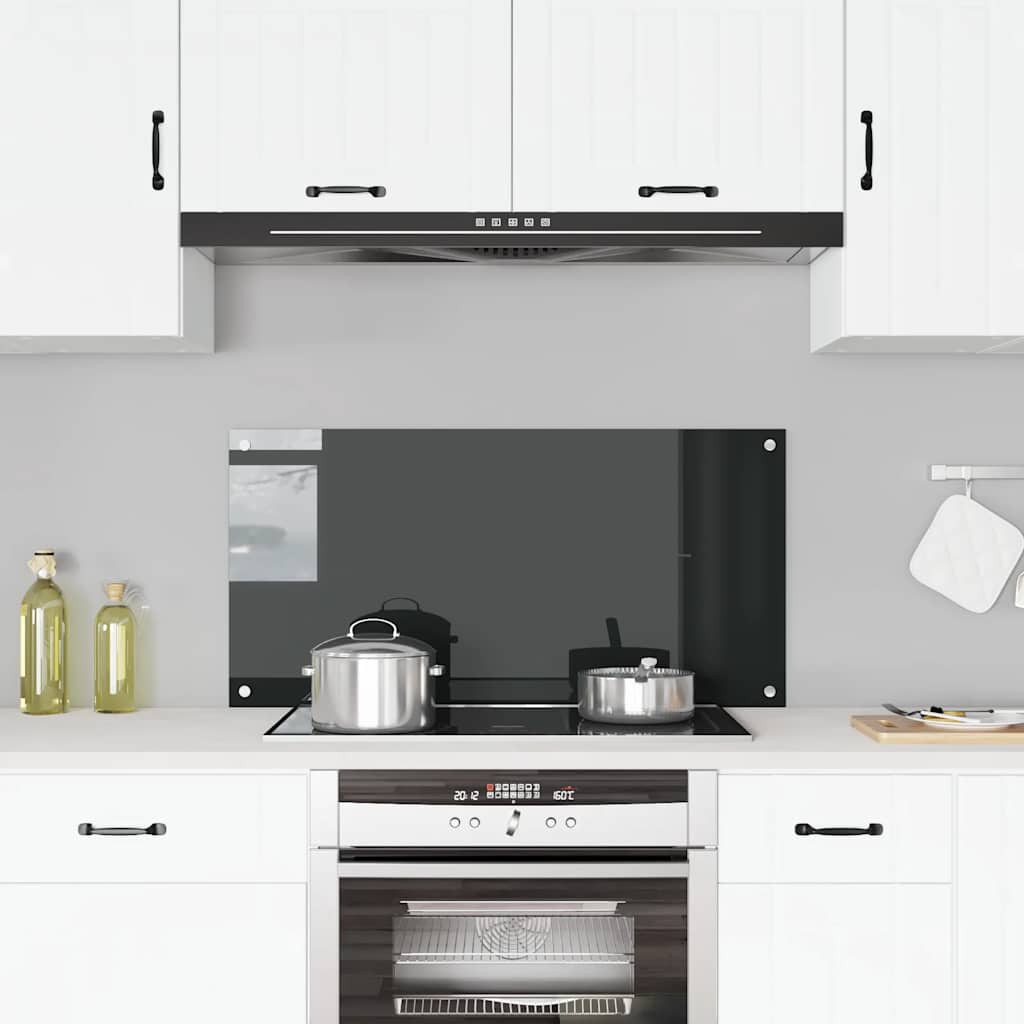 vidaXL Küchenrückwand Schwarz 100x50 cm Hartglas