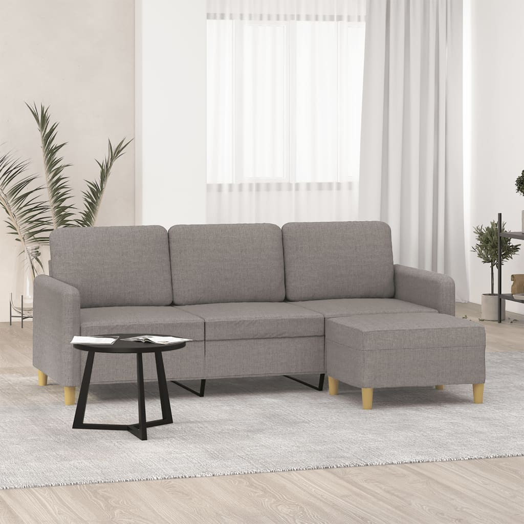 vidaXL 3-Sitzer-Sofa mit Hocker Taupe 180 cm Stoff