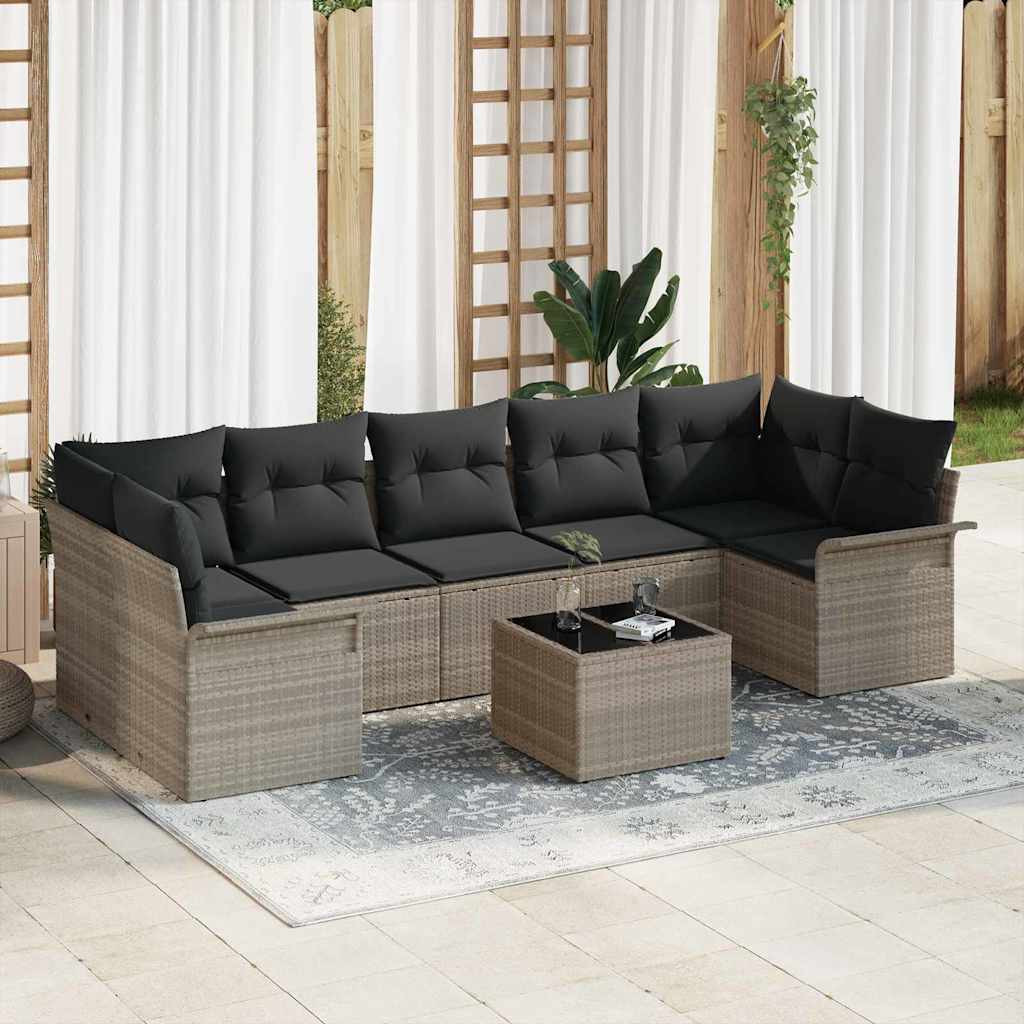 vidaXL Gartensofa-set 8 pcs Hellgrau und Dunkelgrau Poly-Rattan