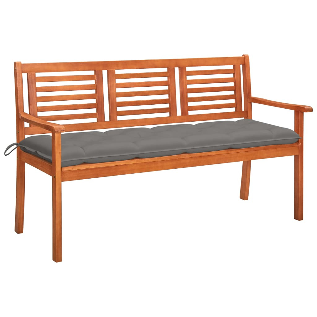 vidaXL 3-Sitzer-Gartenbank mit Auflage 150 cm Massivholz Eukalyptus
