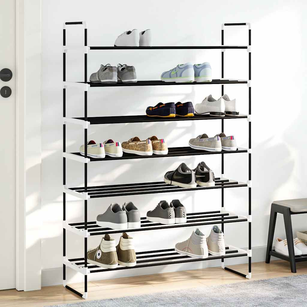 vidaXL Schuhregal mit 7 Etagen Metall und Kunststoff Schwarz