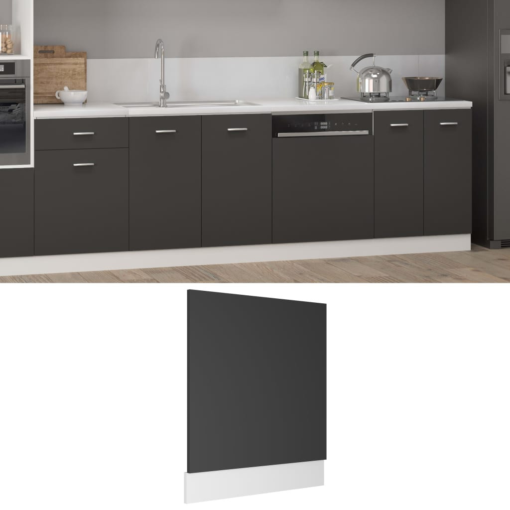 vidaXL Geschirrspülerblende Lyon Grau 59,5x3x67 cm Holzwerkstoff