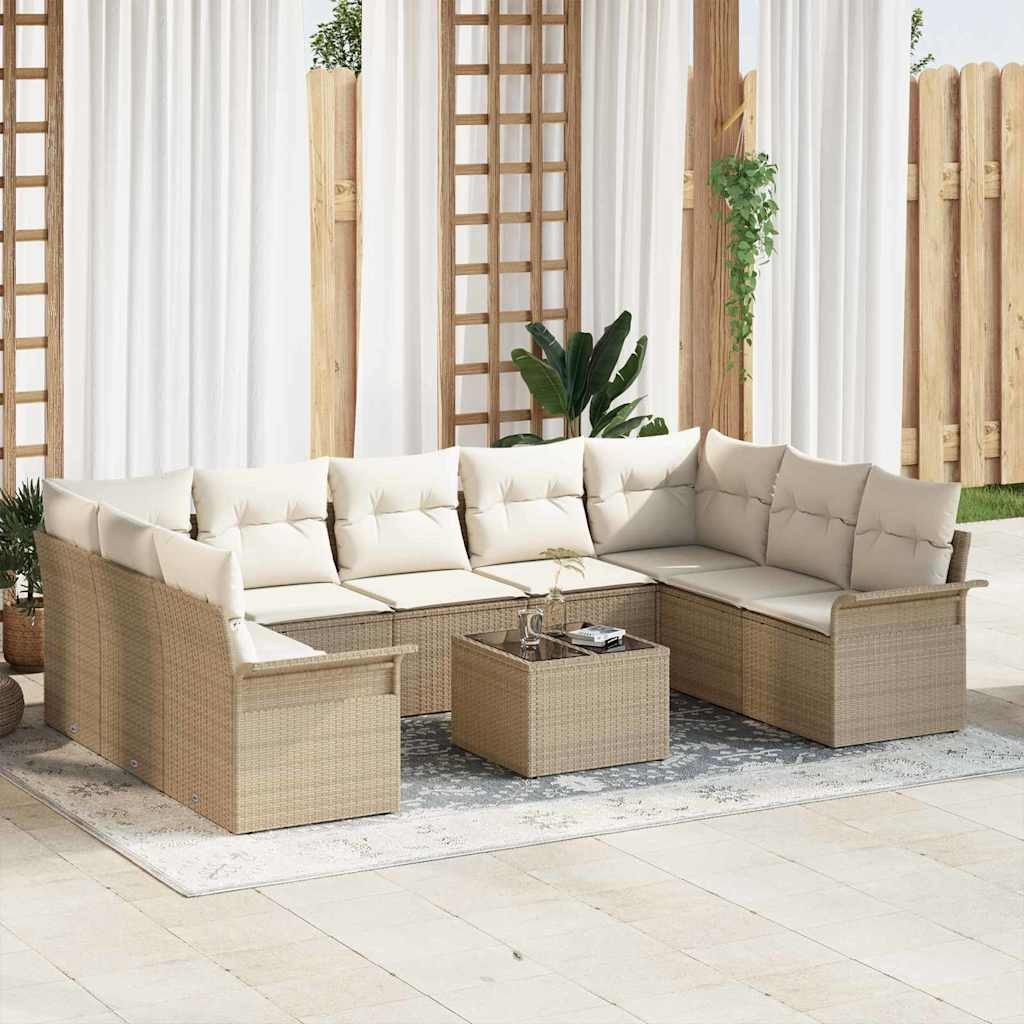 vidaXL Gartensofa-set mit Speicher 10 pcs Braun Poly-Rattan