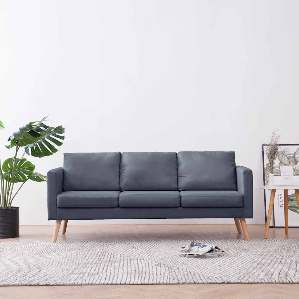 vidaXL Sofa 3-Sitzer Stoff Dunkelgrau