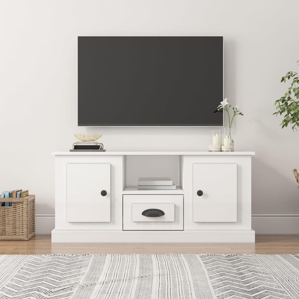vidaXL TV-Schrank Hochglanz-Weiß 100x35,5x45 cm Holzwerkstoff