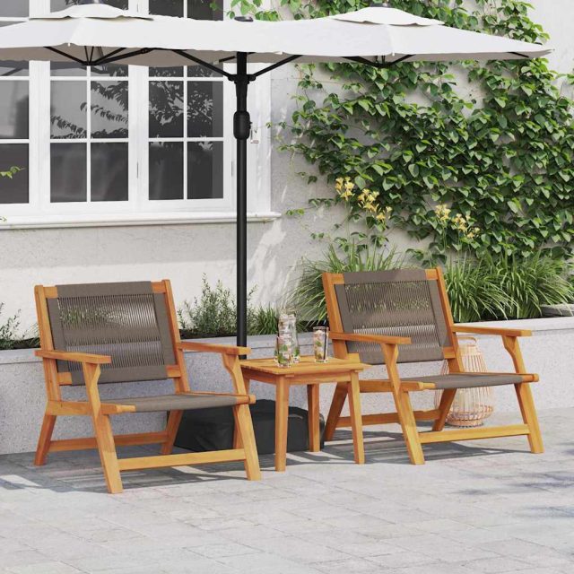 vidaXL Gartenstühle mit Tisch 3 pcs Grau Massivholz Akazie