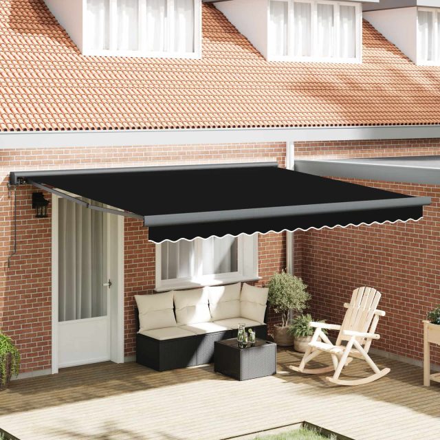 vidaXL Ausziehbare Markise Schwarz 400 x 300 cm Stoff und Metall