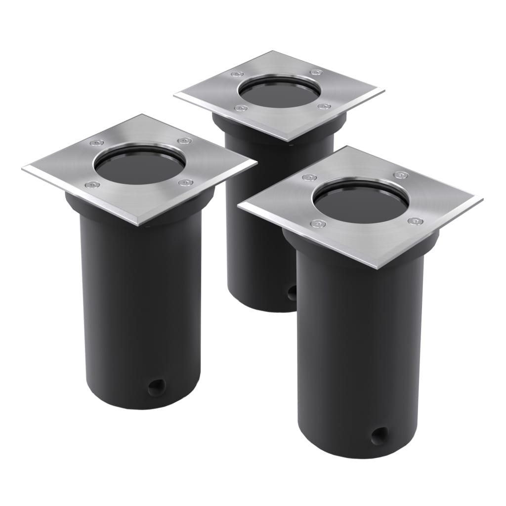 vidaXL Outdoor Bodenleuchten 3 Stk. Quadratisch