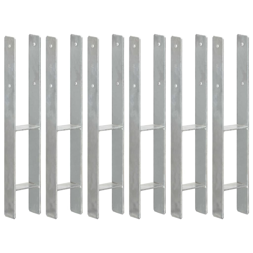 vidaXL Pfostenträger 6 Stk. Silbern 9×6×60 cm Verzinkter Stahl