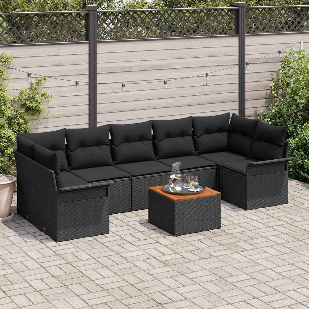 vidaXL Gartensofa-set mit Speicher 8 pcs Schwarz Poly-Rattan