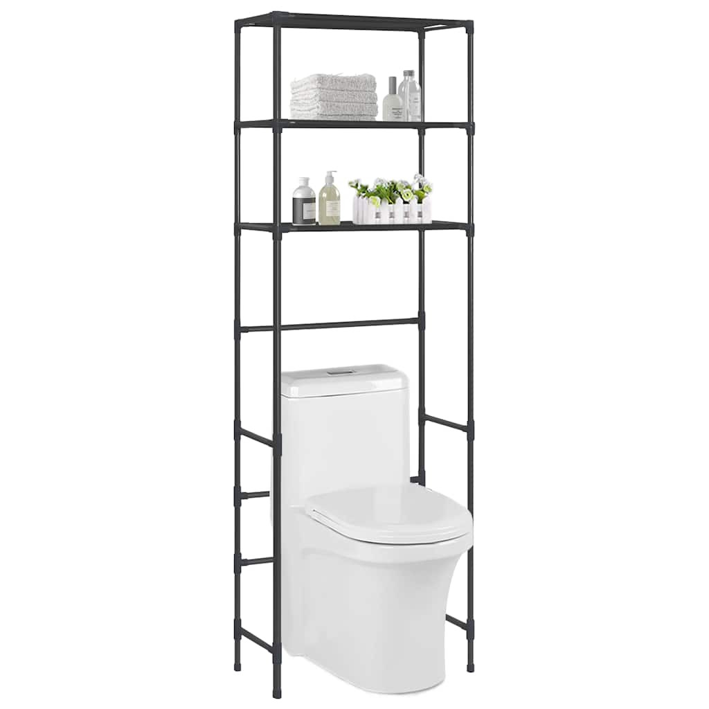 vidaXL Toilettenregal 3 Ablagen Schwarz 53x28x169 cm