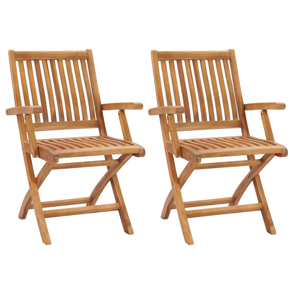 vidaXL Klappbare Gartenstühle 2 Stk. Massivholz Teak