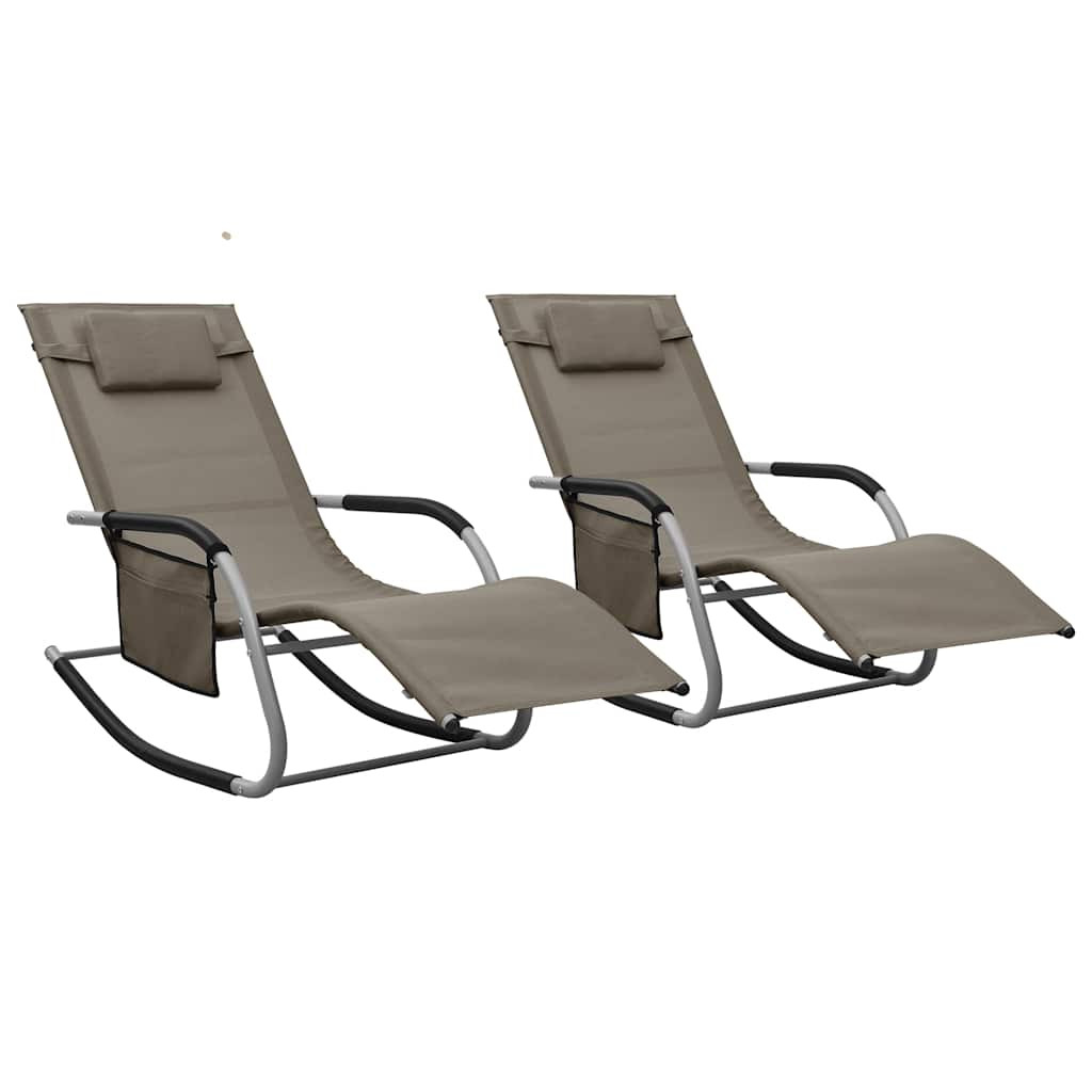vidaXL Sonnenliegen 2 Stk. Textilene Taupe und Grau