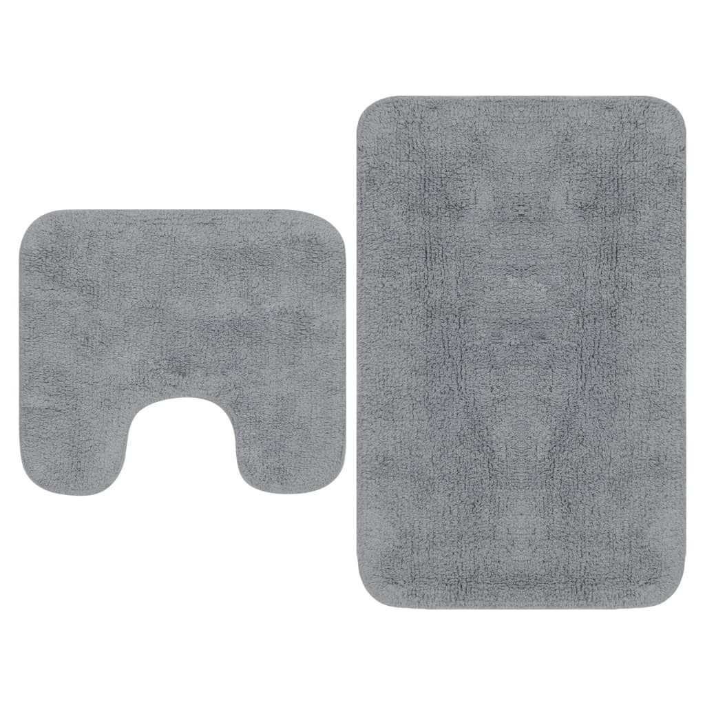 vidaXL Badematten-Set 2-tlg. Stoff Grau