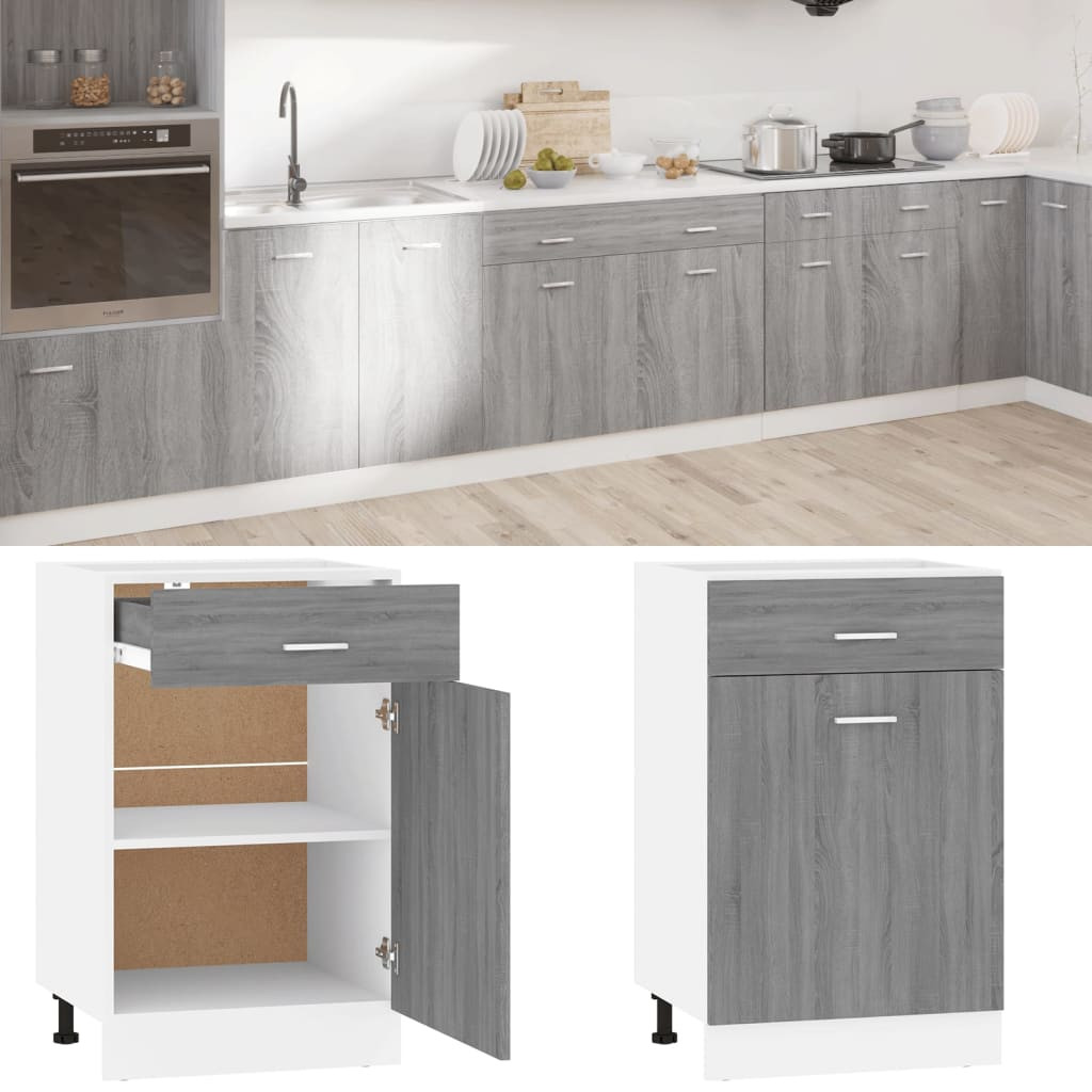 vidaXL Unterschrank mit Schublade Lyon Grau Sonoma 50x46x81,5 cm
