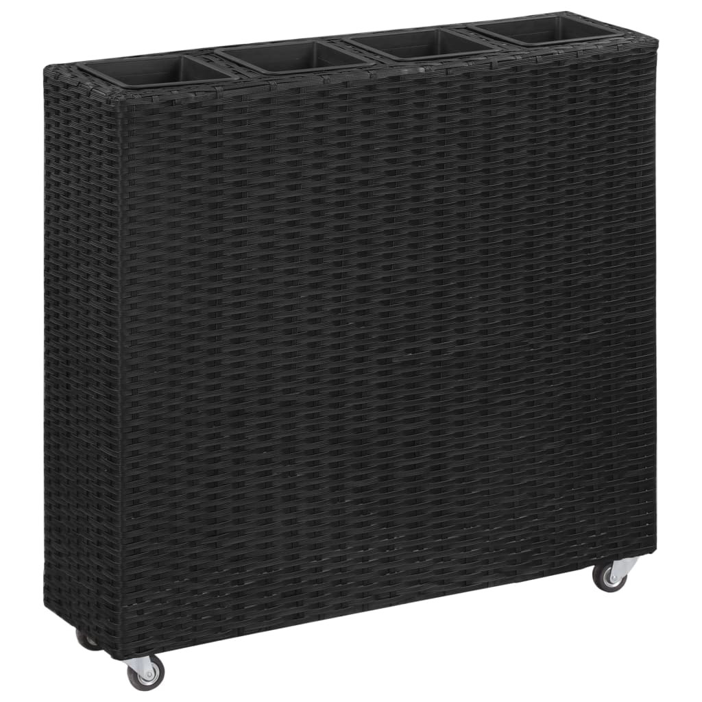 vidaXL Garten-Hochbeet mit 4 Töpfen 80x22x79 cm Poly-Rattan Schwarz