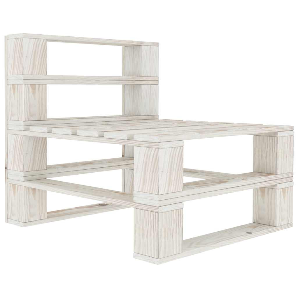 vidaXL Outdoor-Mittelsofa Paletten Holz Weiß