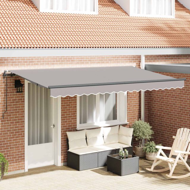 vidaXL Einziehbare Markise Hellgrau 400 x 200 cm Stoff