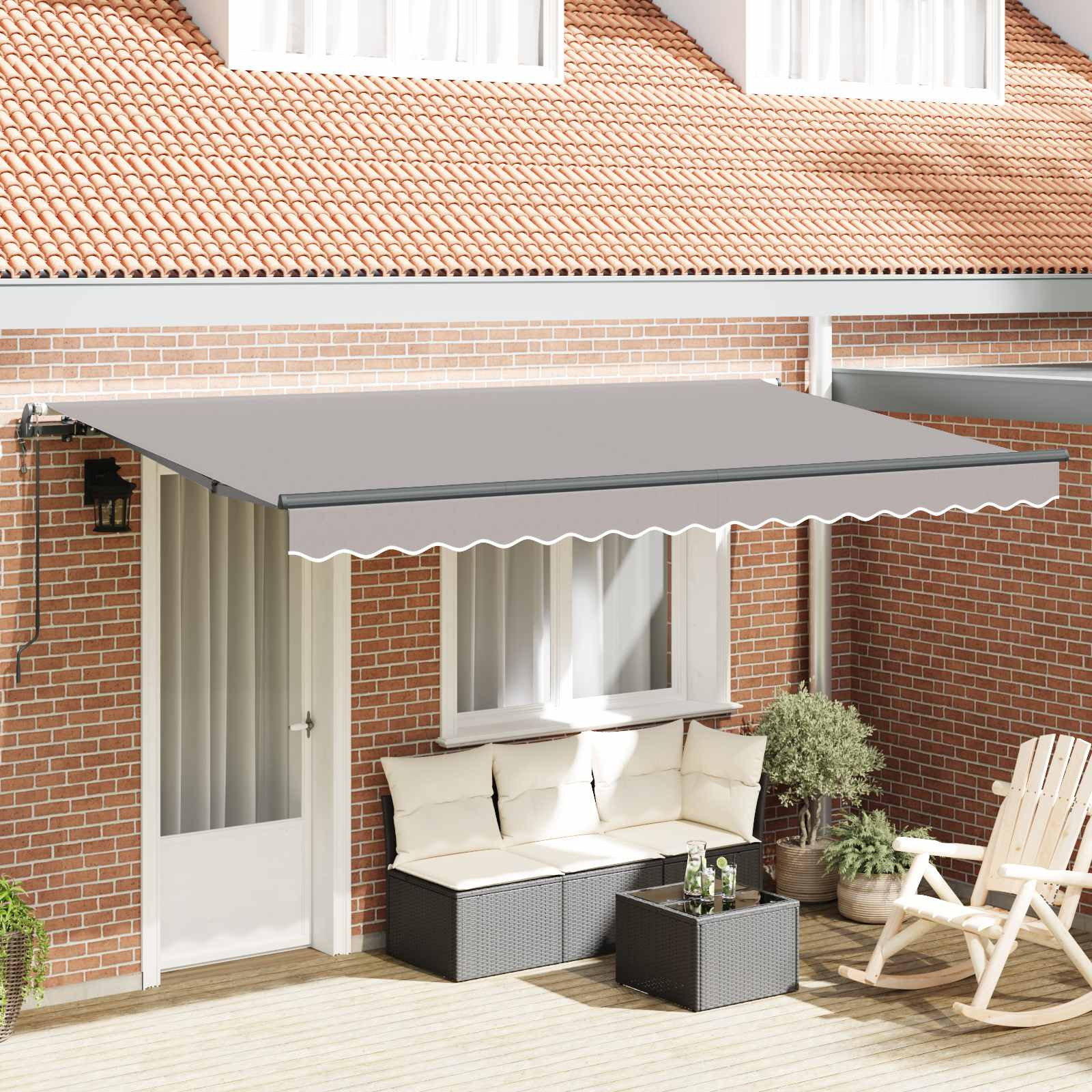vidaXL Einziehbare Markise Hellgrau 400 x 200 cm Stoff