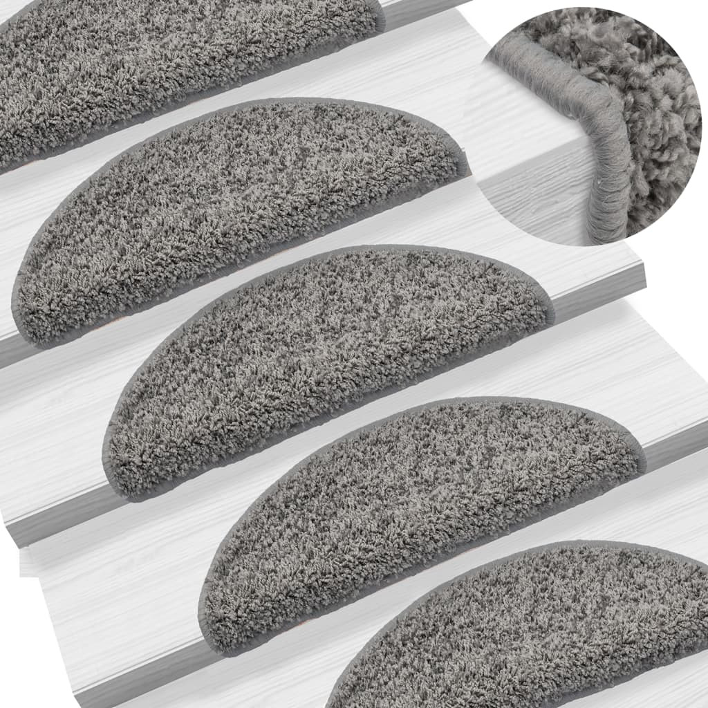 vidaXL Stufenmatten 15 Stk. 56x17x3 cm Grau Halbrund