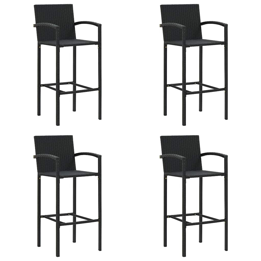 vidaXL Barhocker 4 Stk. Schwarz Poly Rattan