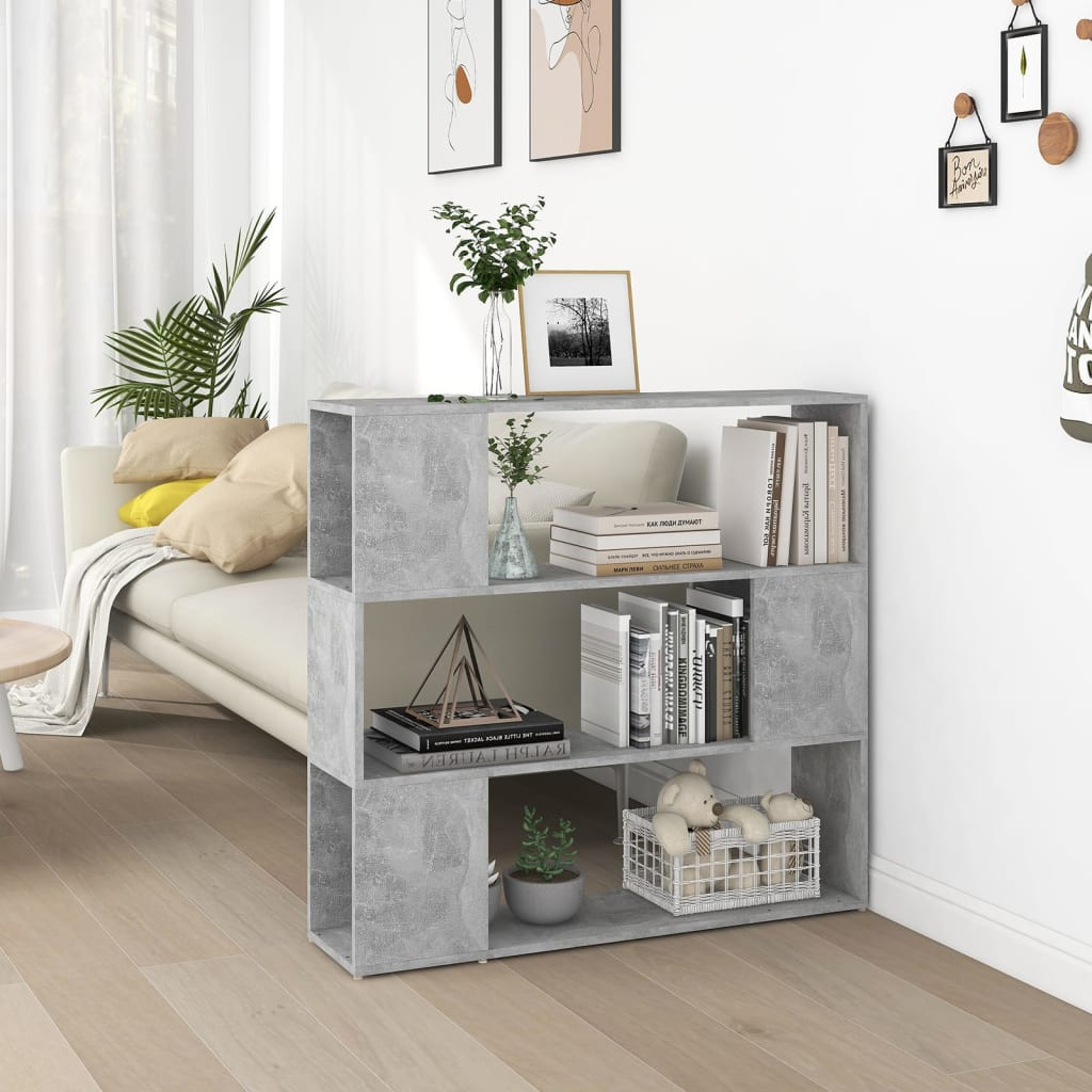 vidaXL Bücherregal Raumteiler Betongrau 100x24x94 cm