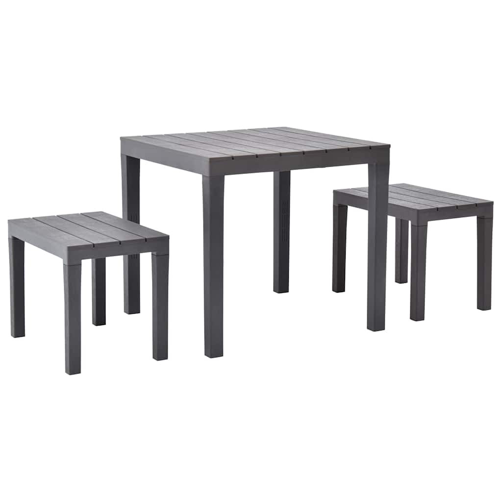 vidaXL Gartentisch mit 2 Bänken Kunststoff Braun