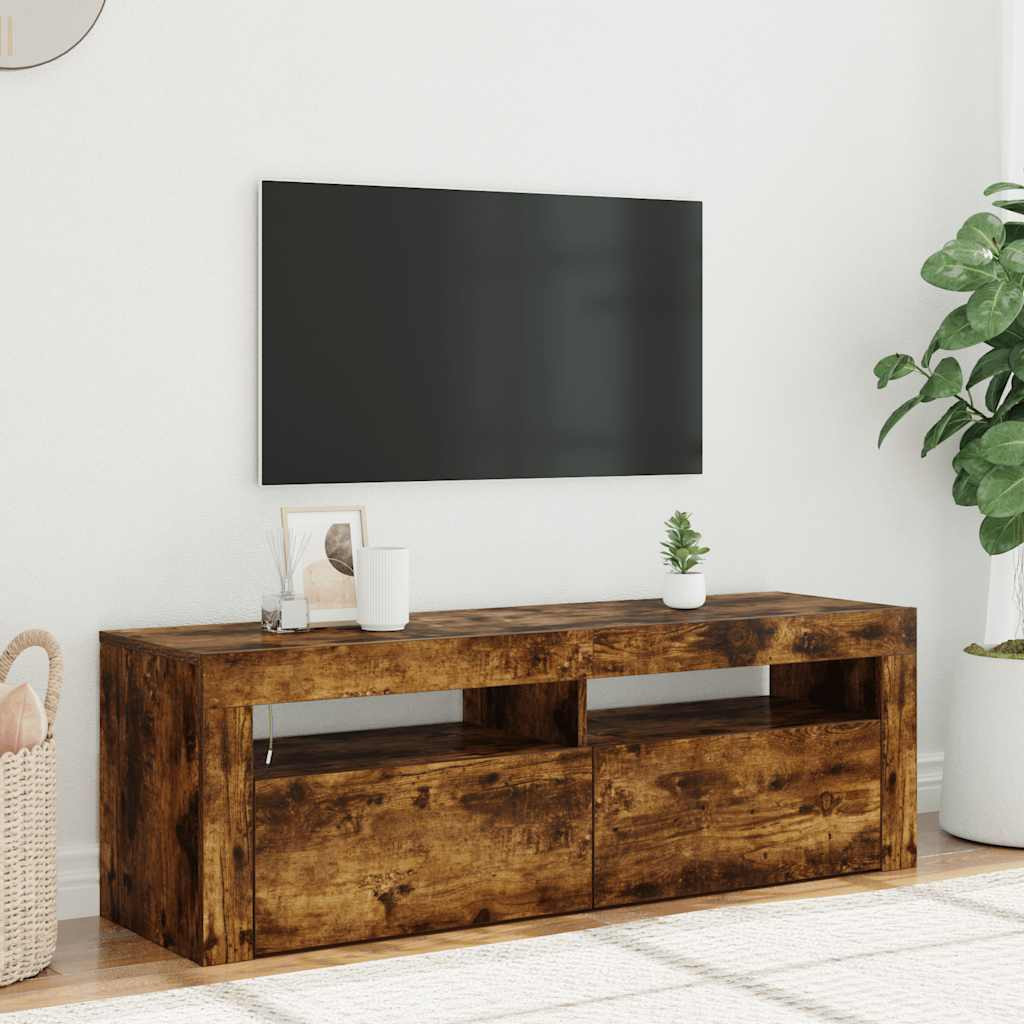 vidaXL TV-Schrank mit LED-Leuchten Räuchereiche 120x35x40 cm