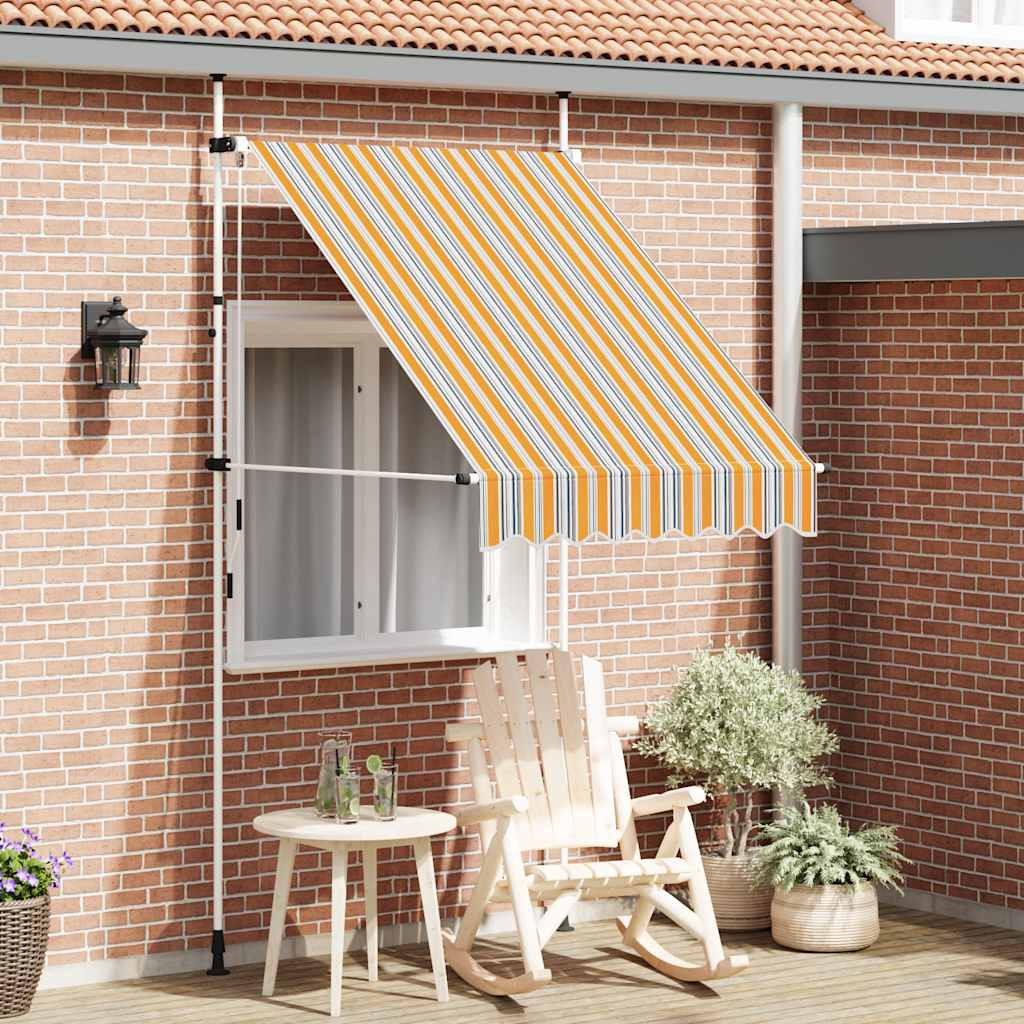 vidaXL Einziehbare Markise Handbetrieben 150 cm Gelb/Blau Gestreift