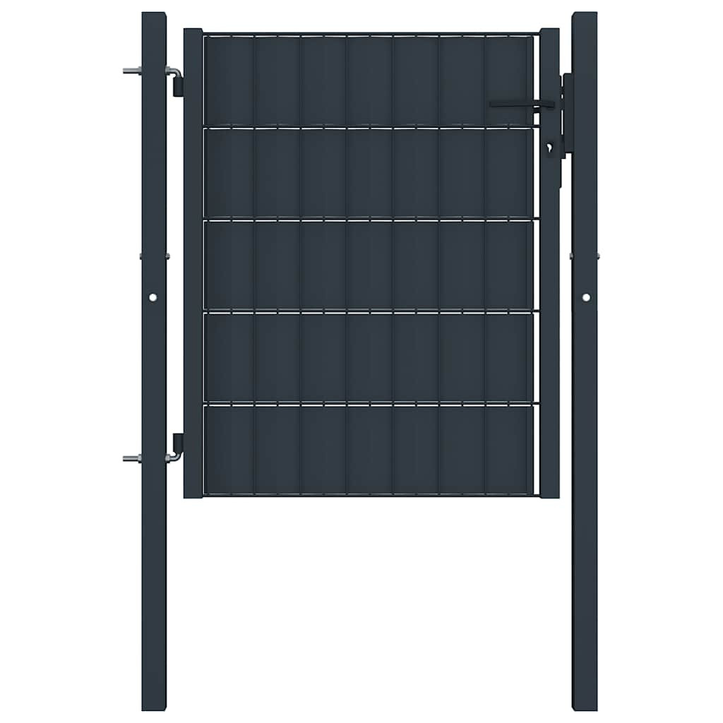 vidaXL Gartentor aus PVC und Stahl 100 x 81 cm Anthrazit