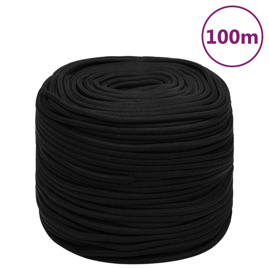 vidaXL Arbeitsseil Schwarz 6 mm 100 m Polyester
