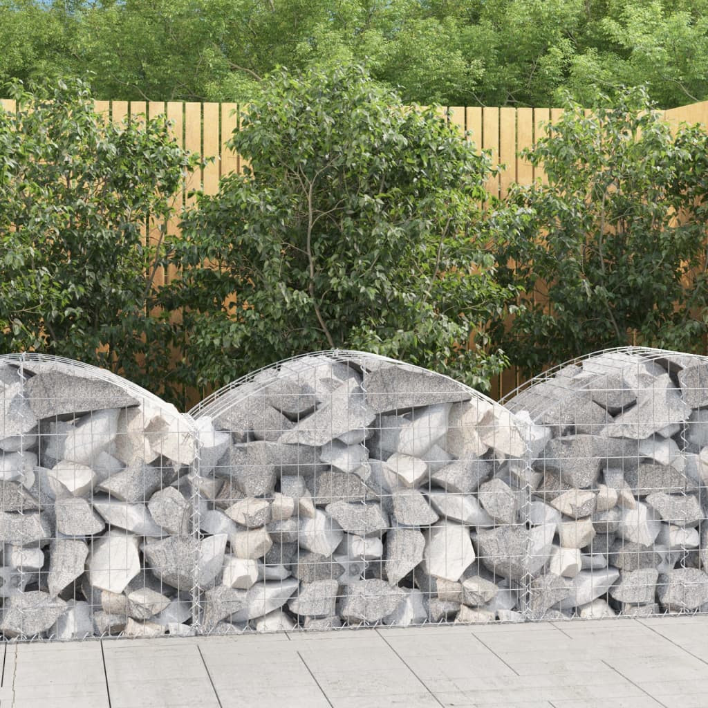 vidaXL Gabione mit Hochbogen 100x50x60/80 cm Verzinktes Eisen