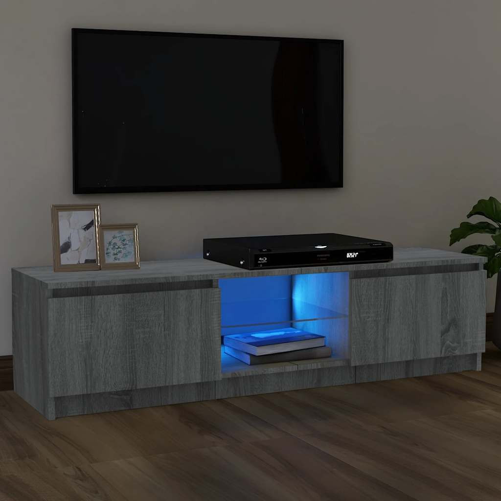 vidaXL TV-Schrank mit LED-Leuchten Grau Sonoma 120x30x36 cm