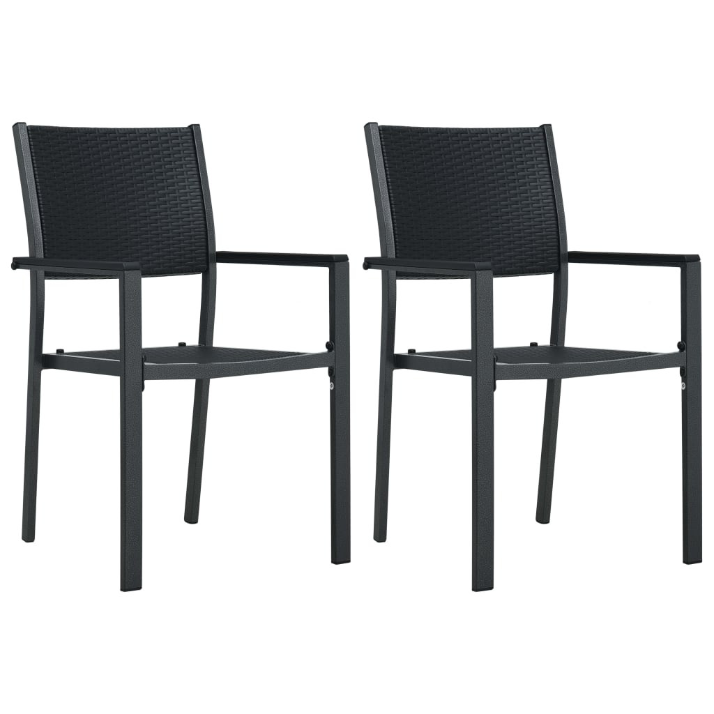 vidaXL Gartenstühle 2 Stk. Schwarz Kunststoff Rattan-Optik