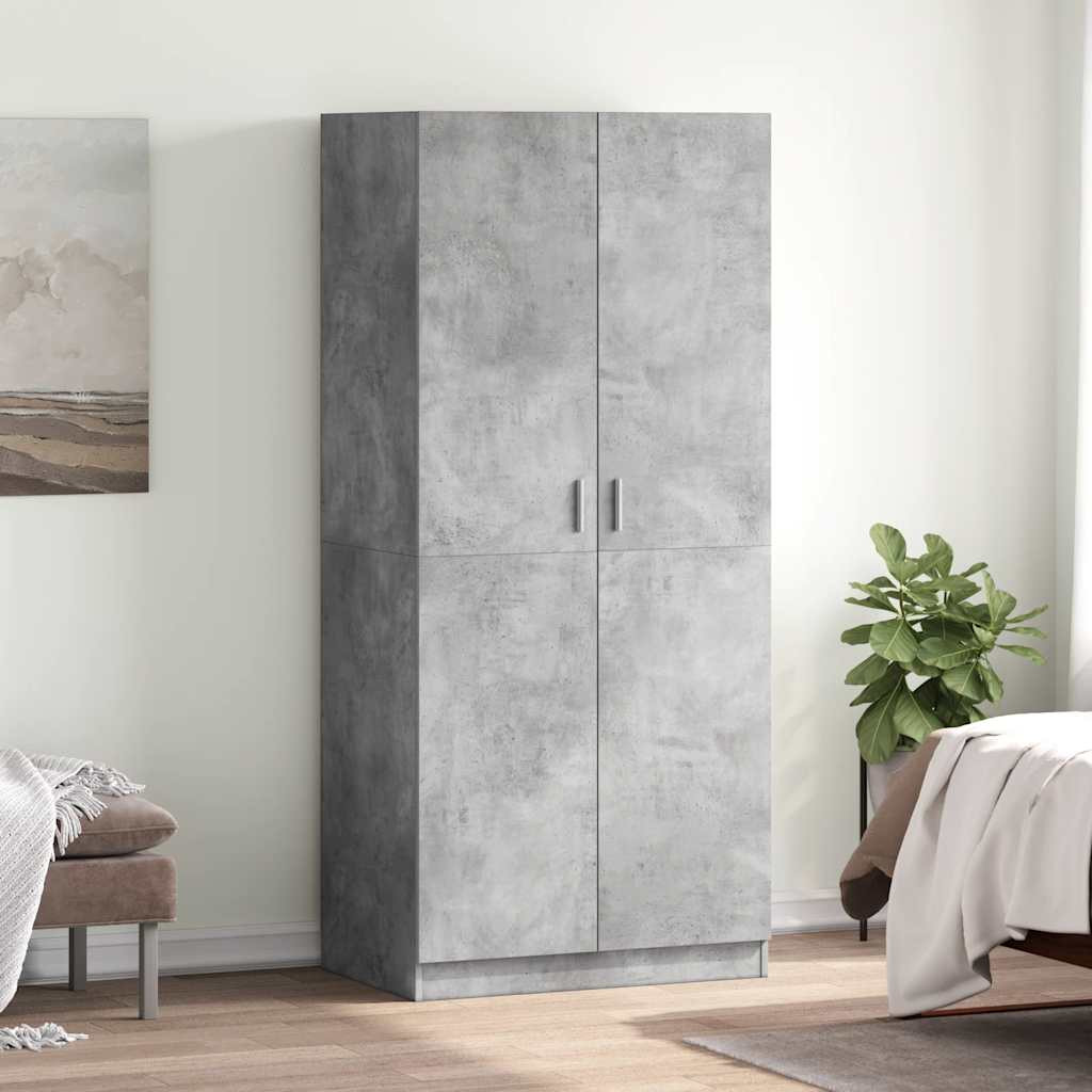 vidaXL Kleiderschrank Betongrau 80x52x180 cm Holzwerkstoff