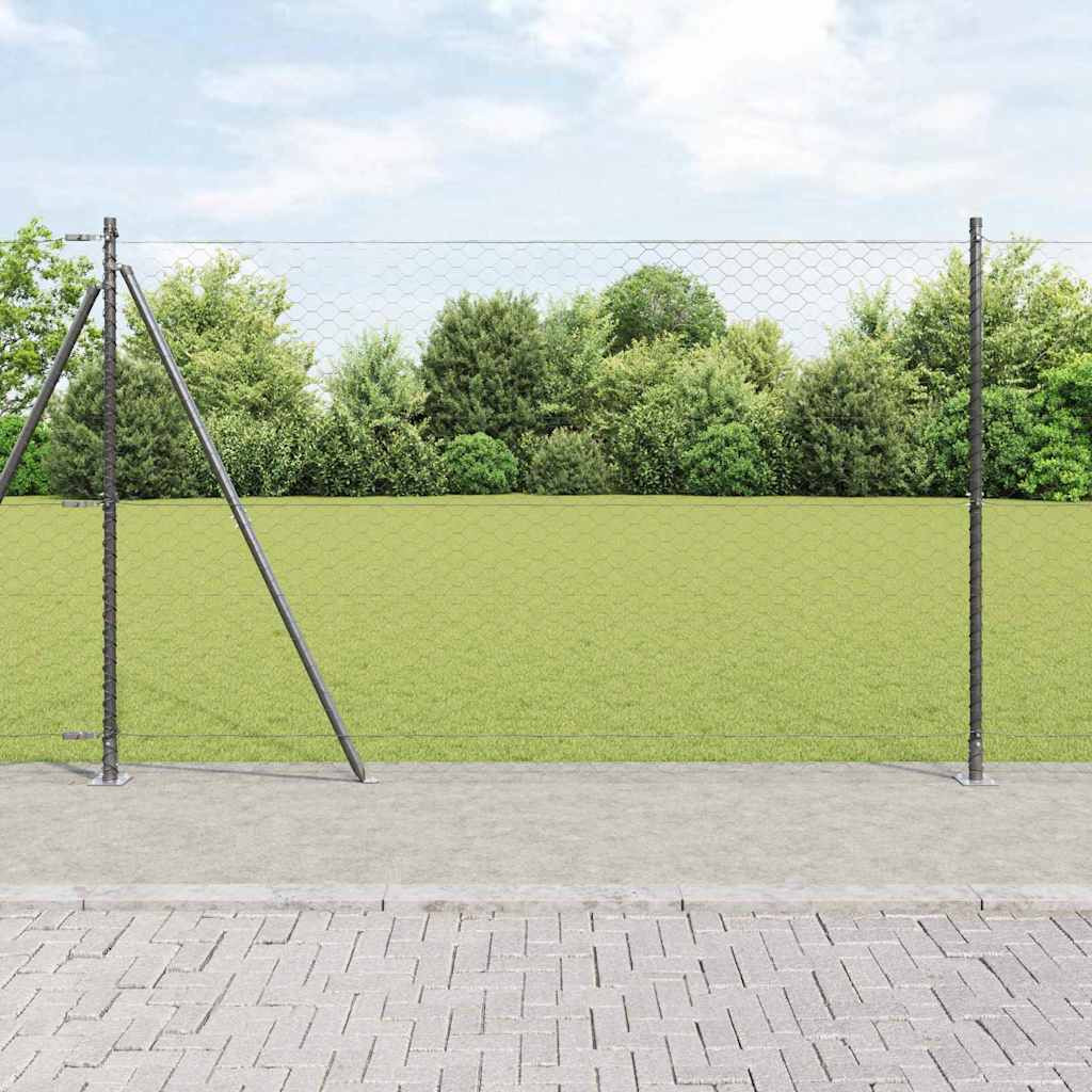 vidaXL Sechseckzaun mit Betonsockel 50 x 1,6 m PVC-beschichteter Stahl