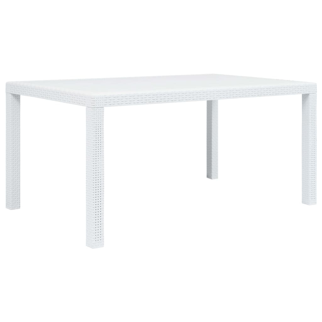 vidaXL Gartentisch Weiß 150x90x72 cm Kunststoff Rattan-Optik