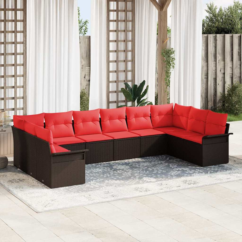 vidaXL Gartensofa-set mit Speicher 10 pcs Beige Poly-Rattan