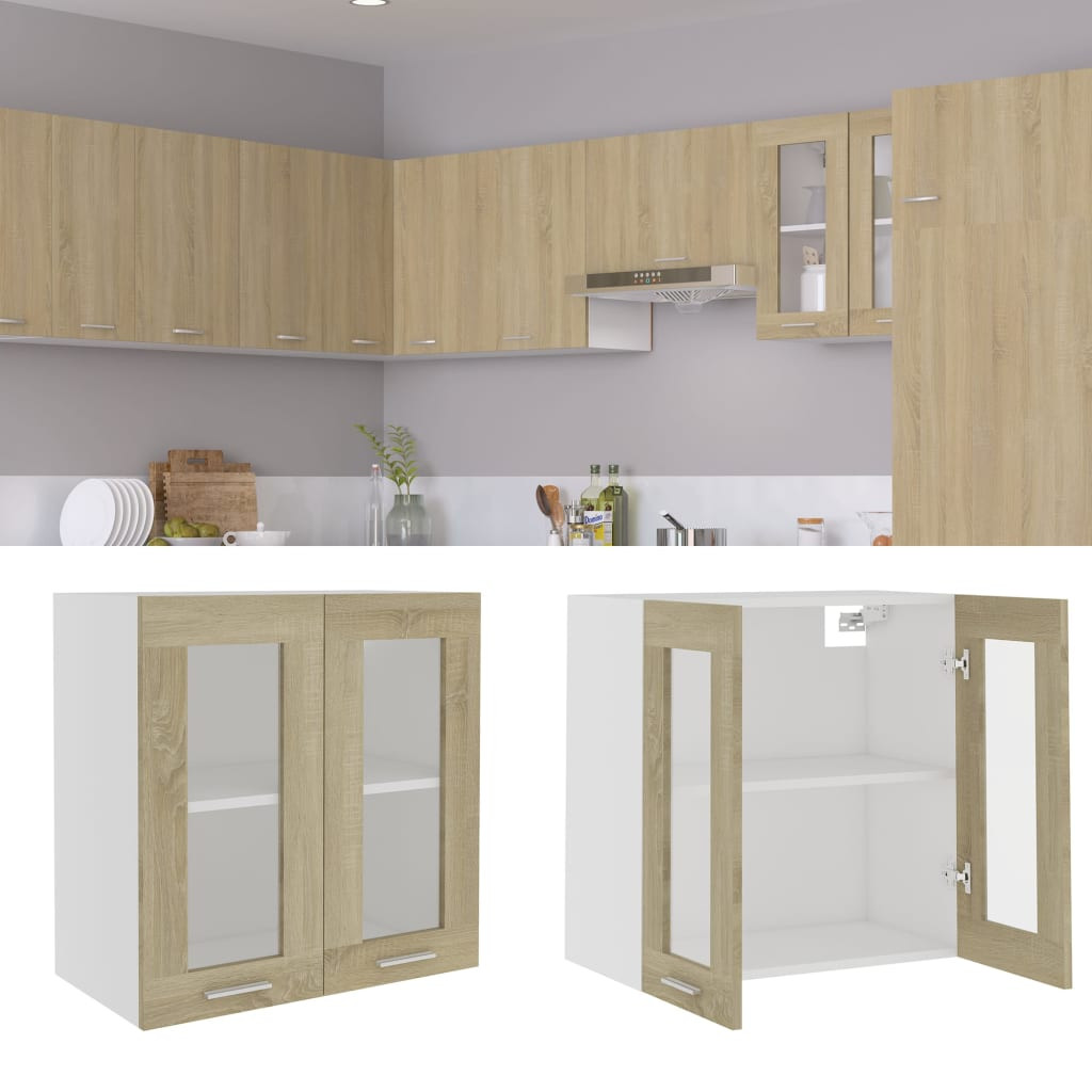 vidaXL Hängeglasschrank Lyon Sonoma-Eiche 60x31x60 cm Holzwerkstoff