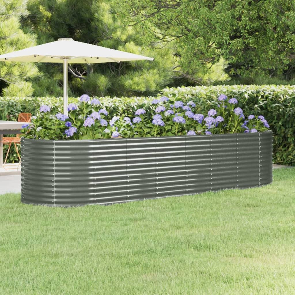 vidaXL Hochbeet Verzinkter Stahl 322x100x68 cm Grau