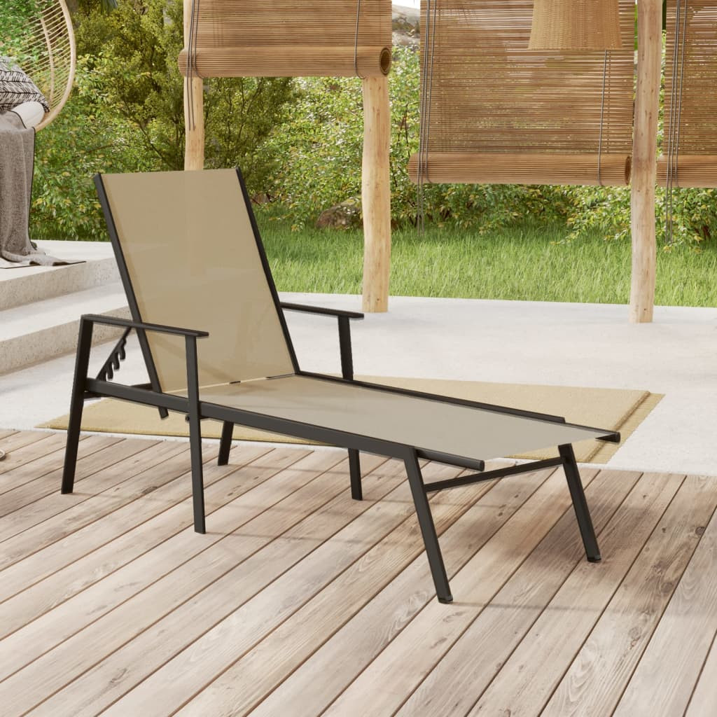 vidaXL Sonnenliege Stahl und Textilene Creme