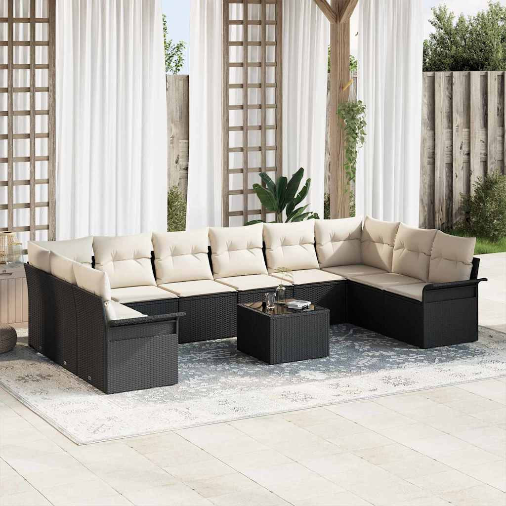 vidaXL Gartensofa-set mit Speicher 11 pcs Braun Poly-Rattan