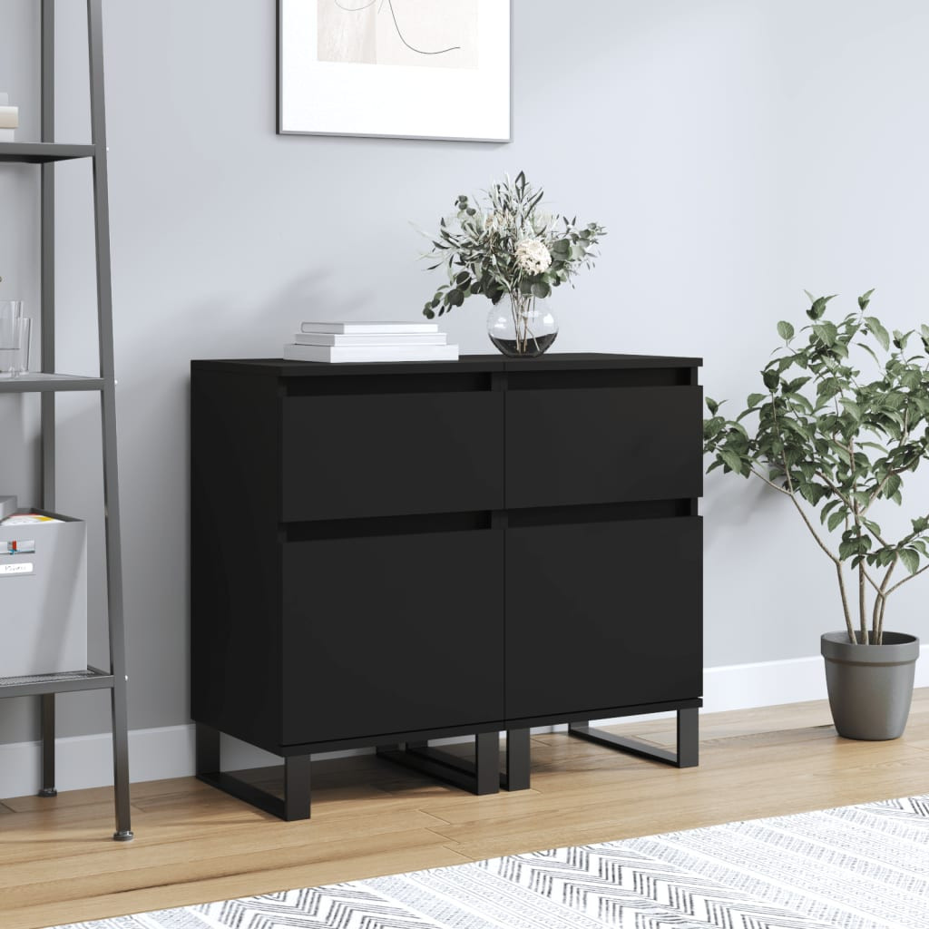 vidaXL Sideboards 2 Stk. Schwarz 40x35x70 cm Holzwerkstoff