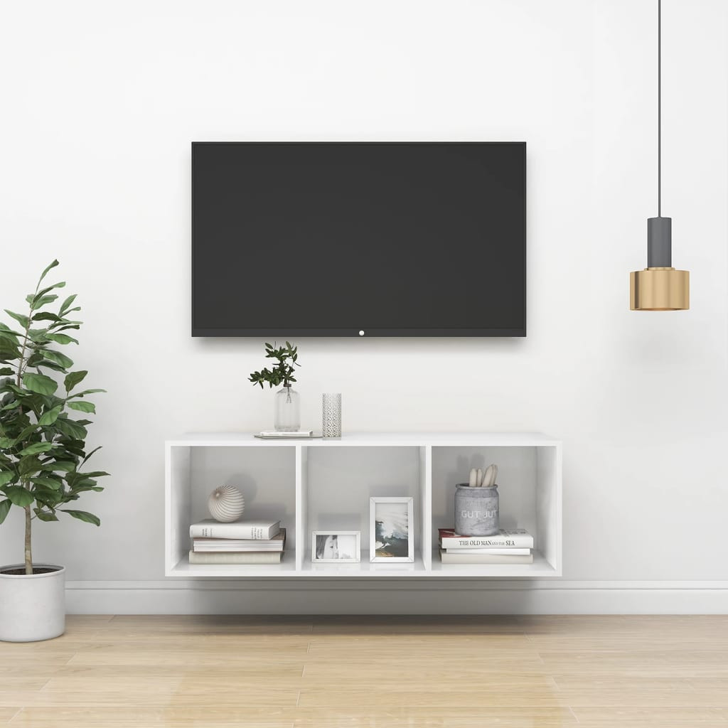 vidaXL TV-Wandschrank Hochglanz-Weiß 37x37x107 cm Holzwerkstoff