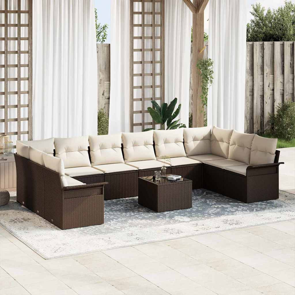 vidaXL Gartensofa-set mit Speicher 11 pcs Grau Poly-Rattan