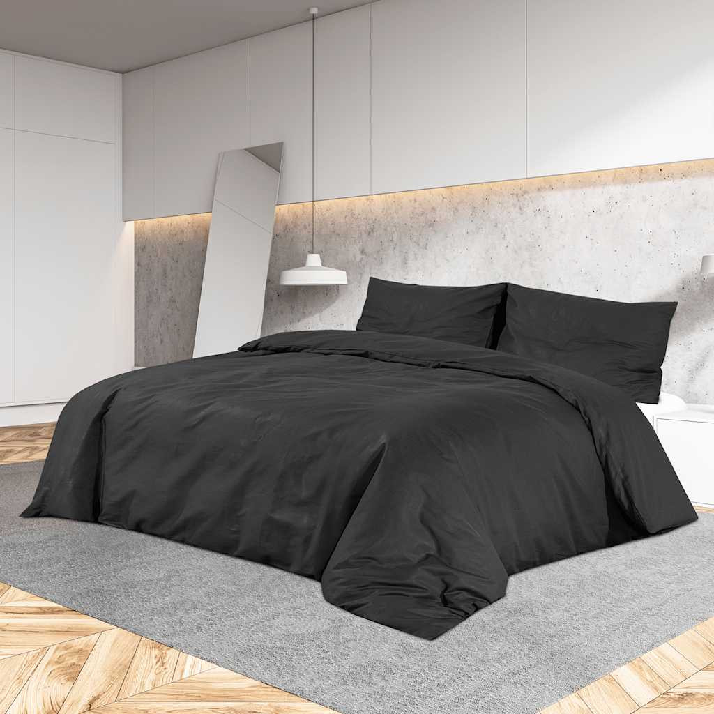 vidaXL Bettwäsche-Set Schwarz 135x200 cm Leichte Mikrofaser