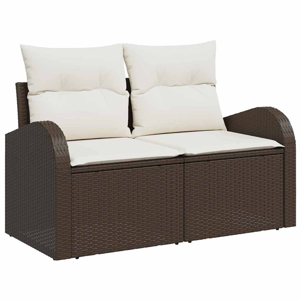vidaXL Gartensofa-set mit Speicher 5 pcs Braun und Creme Poly-Rattan