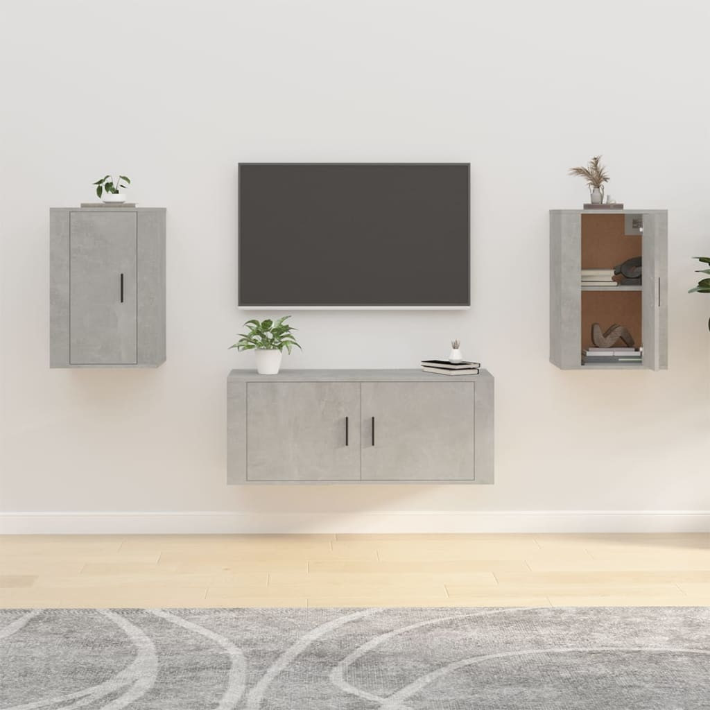 vidaXL TV-Wandschränke 2 Stk. Betongrau 40x34,5x60 cm