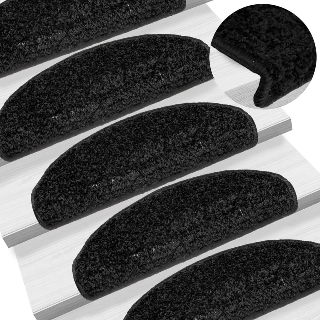 vidaXL Stufenmatten 15 Stk. 65x21x4 cm Schwarz Halbrund Groß